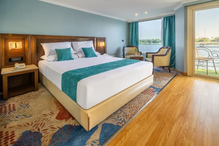 King Bed onboard Solaris Nile Cruise Cabin