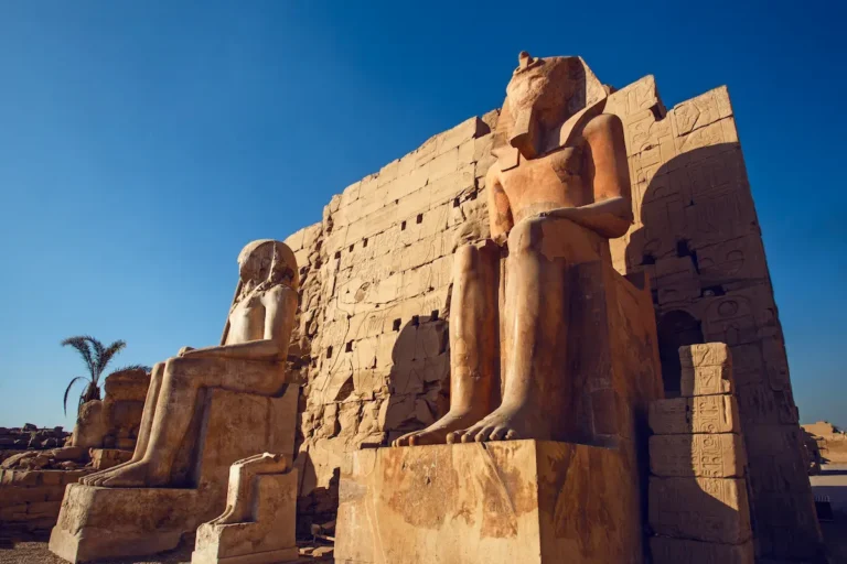 Massive statues in Karnak Temple
