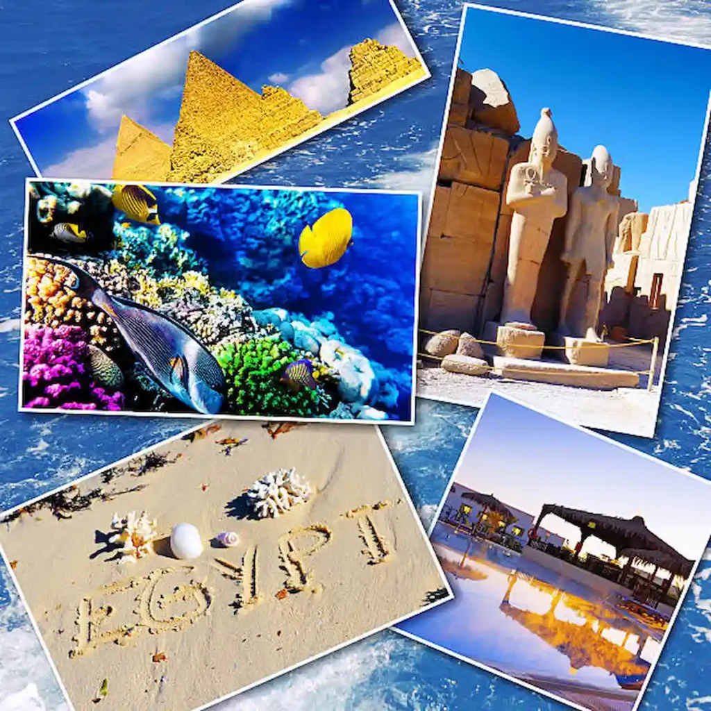 Collage of beautiful Egypt Cairo Nile Red Sea tour