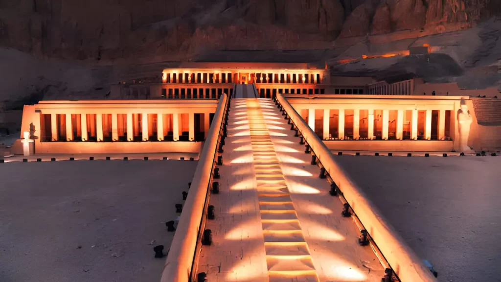 Panorama of famous ancient temple of Hatshepsut in Luxor, Egypt