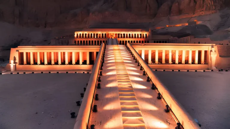 Panorama of famous ancient temple of Hatshepsut in Luxor, Egypt