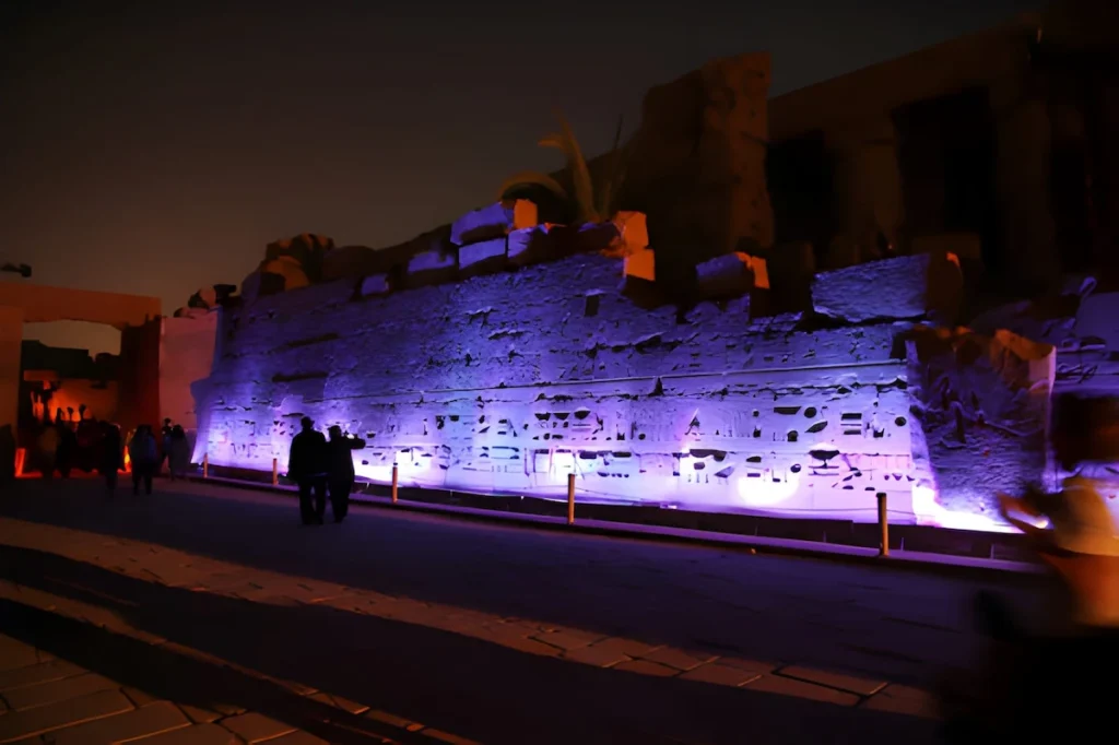Ancient Karnak temple in Luxor at night, Egypt