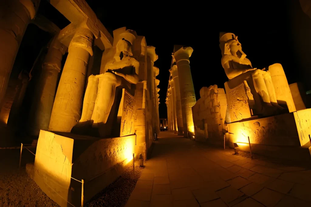 Great statues at Luxor temple, Egypt (wide angle)