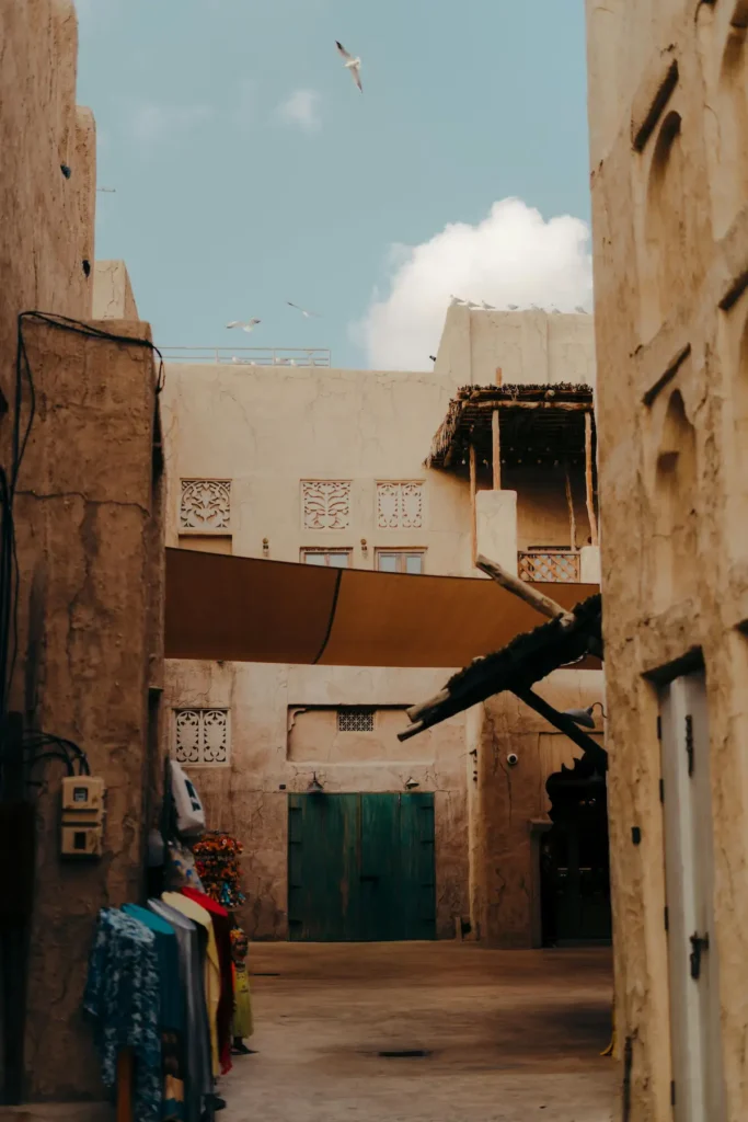 Birds Flying over Empty Town Street