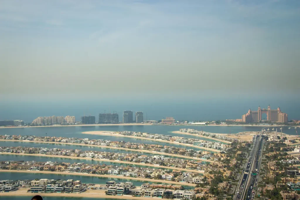 Aerial View of Palm Jumeirah and Atlantis in Dubai