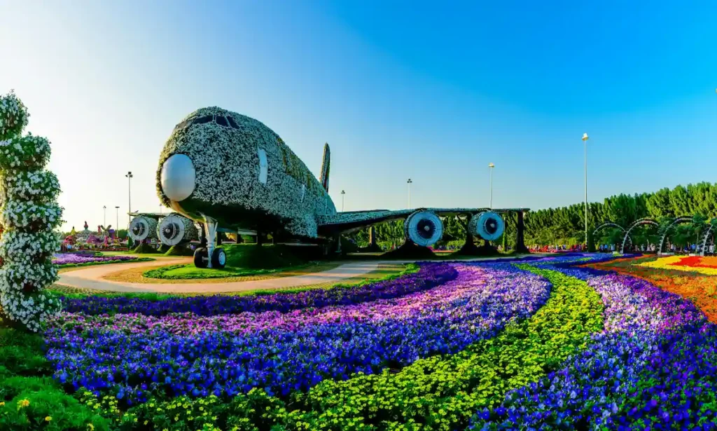 Dubai, United Arab Emirates Airplane Covered in Flowers in Dubai Miracle Garden