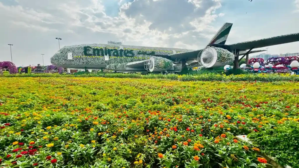 Dubai, Dubai, United Arab Emirates Floral Emirates Plane Display at Dubai Miracle Garden